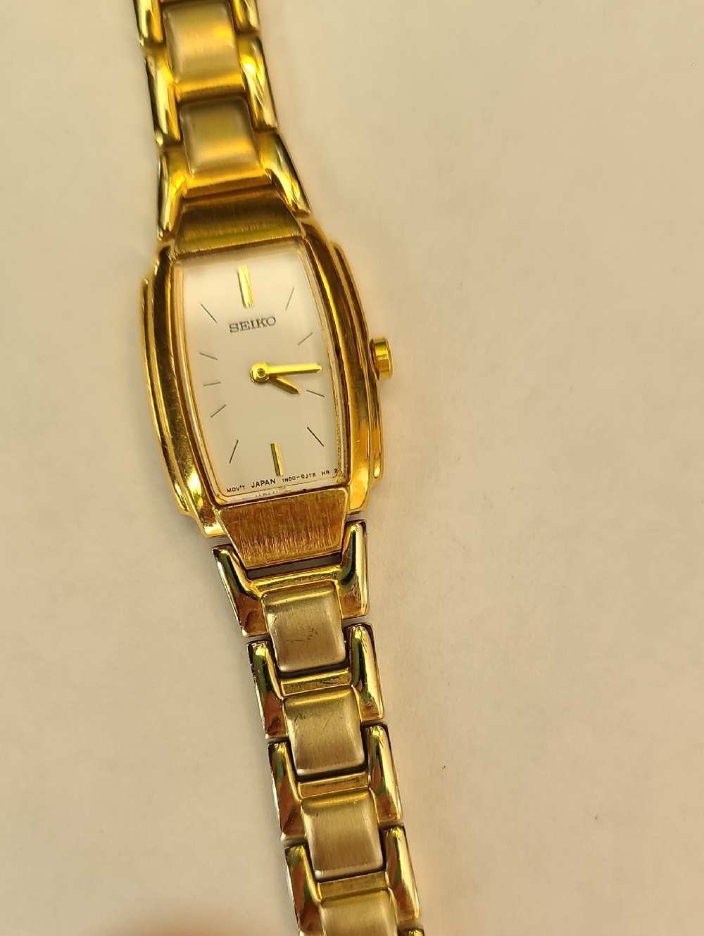 Seiko Gold and White Ladies Bracelet Watch